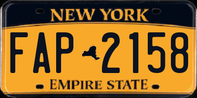 NY license plate FAP2158