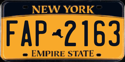 NY license plate FAP2163