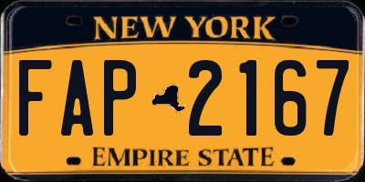 NY license plate FAP2167