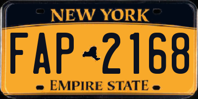 NY license plate FAP2168