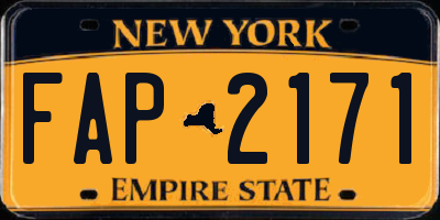 NY license plate FAP2171