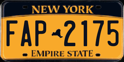 NY license plate FAP2175