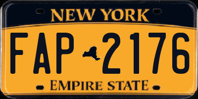NY license plate FAP2176