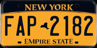 NY license plate FAP2182