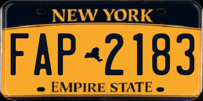 NY license plate FAP2183