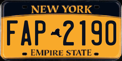 NY license plate FAP2190