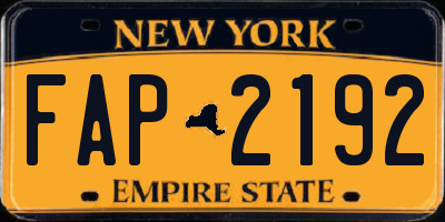 NY license plate FAP2192