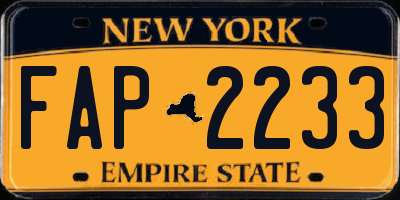 NY license plate FAP2233