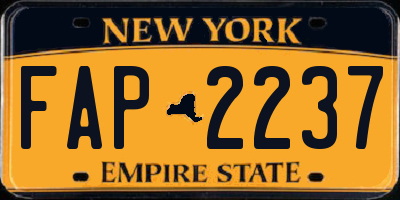 NY license plate FAP2237