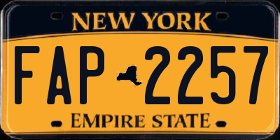 NY license plate FAP2257