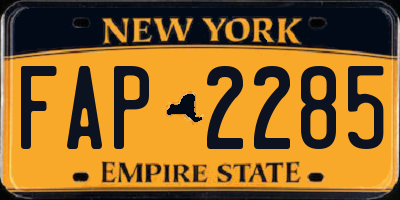 NY license plate FAP2285