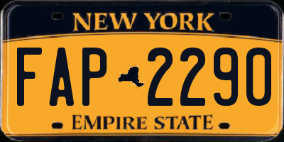 NY license plate FAP2290