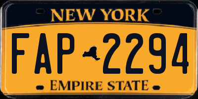NY license plate FAP2294