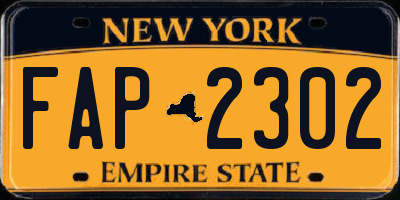 NY license plate FAP2302