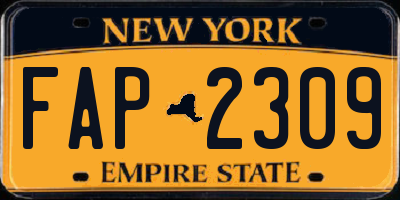 NY license plate FAP2309