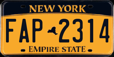NY license plate FAP2314