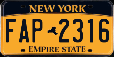 NY license plate FAP2316