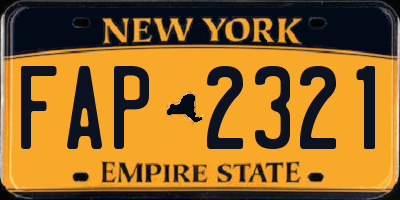 NY license plate FAP2321