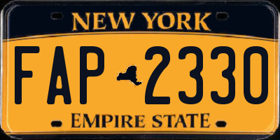 NY license plate FAP2330
