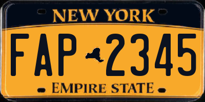 NY license plate FAP2345