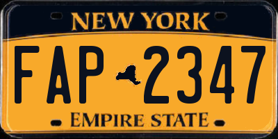 NY license plate FAP2347