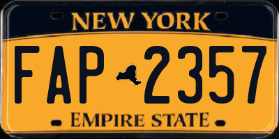 NY license plate FAP2357