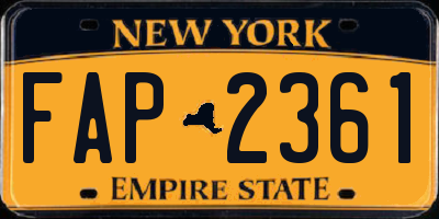 NY license plate FAP2361