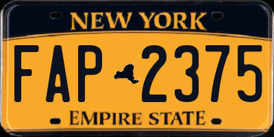 NY license plate FAP2375