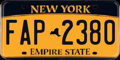 NY license plate FAP2380