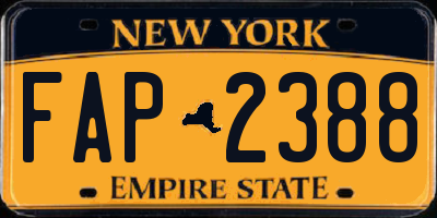 NY license plate FAP2388