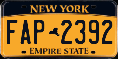 NY license plate FAP2392