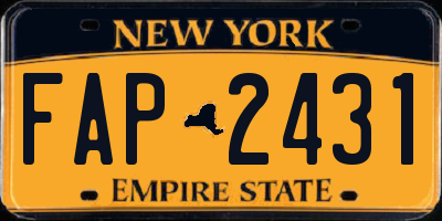 NY license plate FAP2431