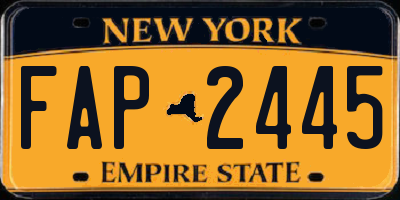 NY license plate FAP2445