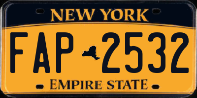 NY license plate FAP2532