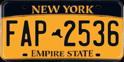 NY license plate FAP2536