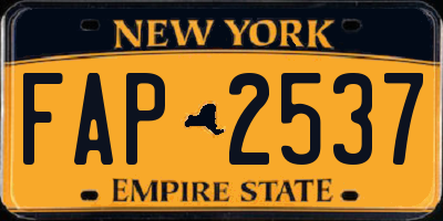 NY license plate FAP2537