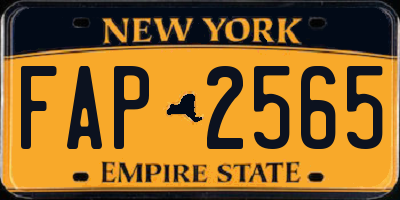 NY license plate FAP2565