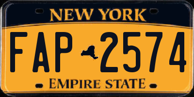 NY license plate FAP2574