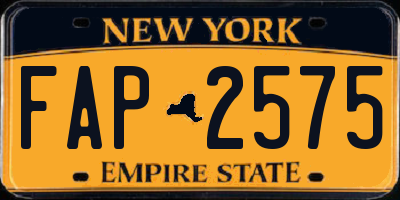 NY license plate FAP2575