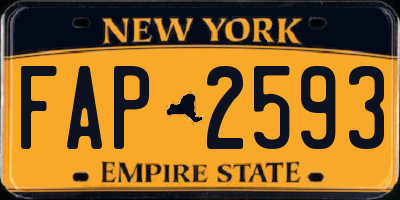 NY license plate FAP2593
