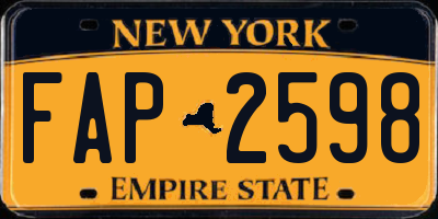 NY license plate FAP2598