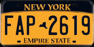 NY license plate FAP2619