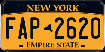 NY license plate FAP2620
