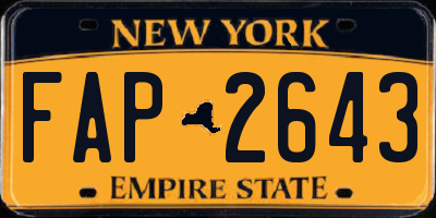 NY license plate FAP2643
