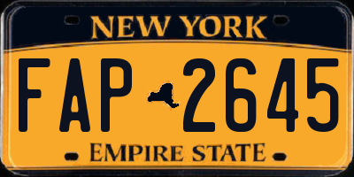 NY license plate FAP2645