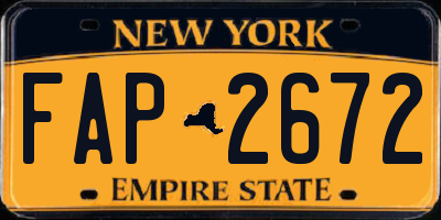 NY license plate FAP2672