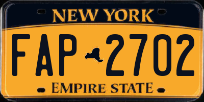 NY license plate FAP2702