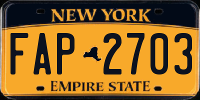 NY license plate FAP2703