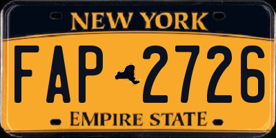 NY license plate FAP2726