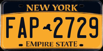 NY license plate FAP2729